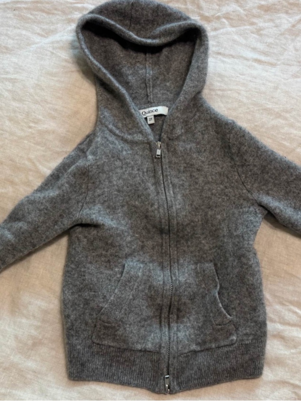 Quince Toddler Washable Cashmere Zip Up Hoodie 2T but runs like 12-24M